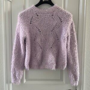 Lavender Love By Design Fuzzy Textured Mock Neck Pullover Sweater L